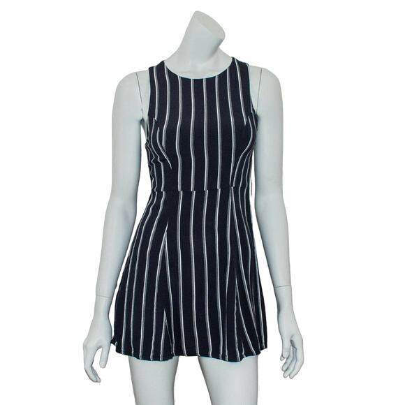Flynn Skye Women's Mini Dress Navy Blue Striped Rayon Small / XS - Picture 1 of 8